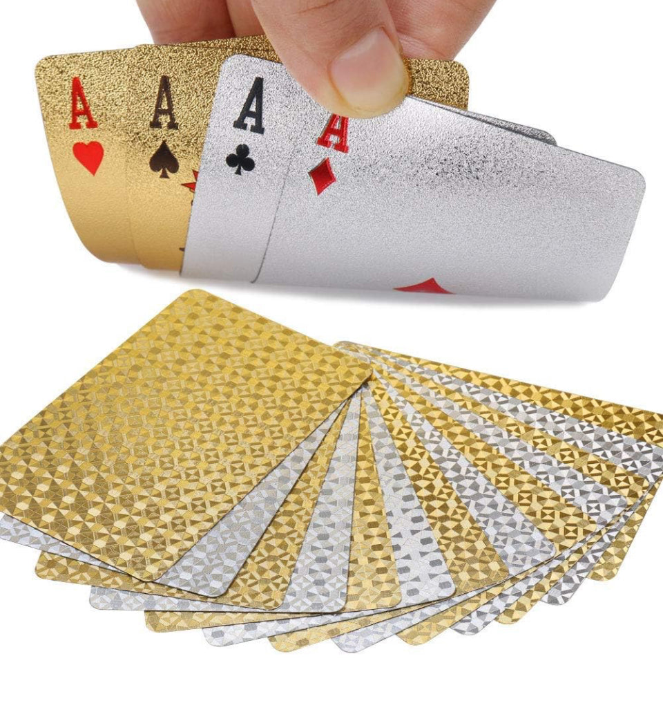 Playing Cards,Waterproof Poker– (Gold+Silver)