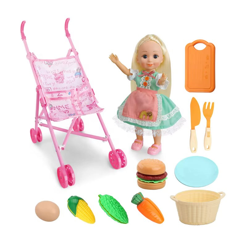 Push chair with doll and accessories