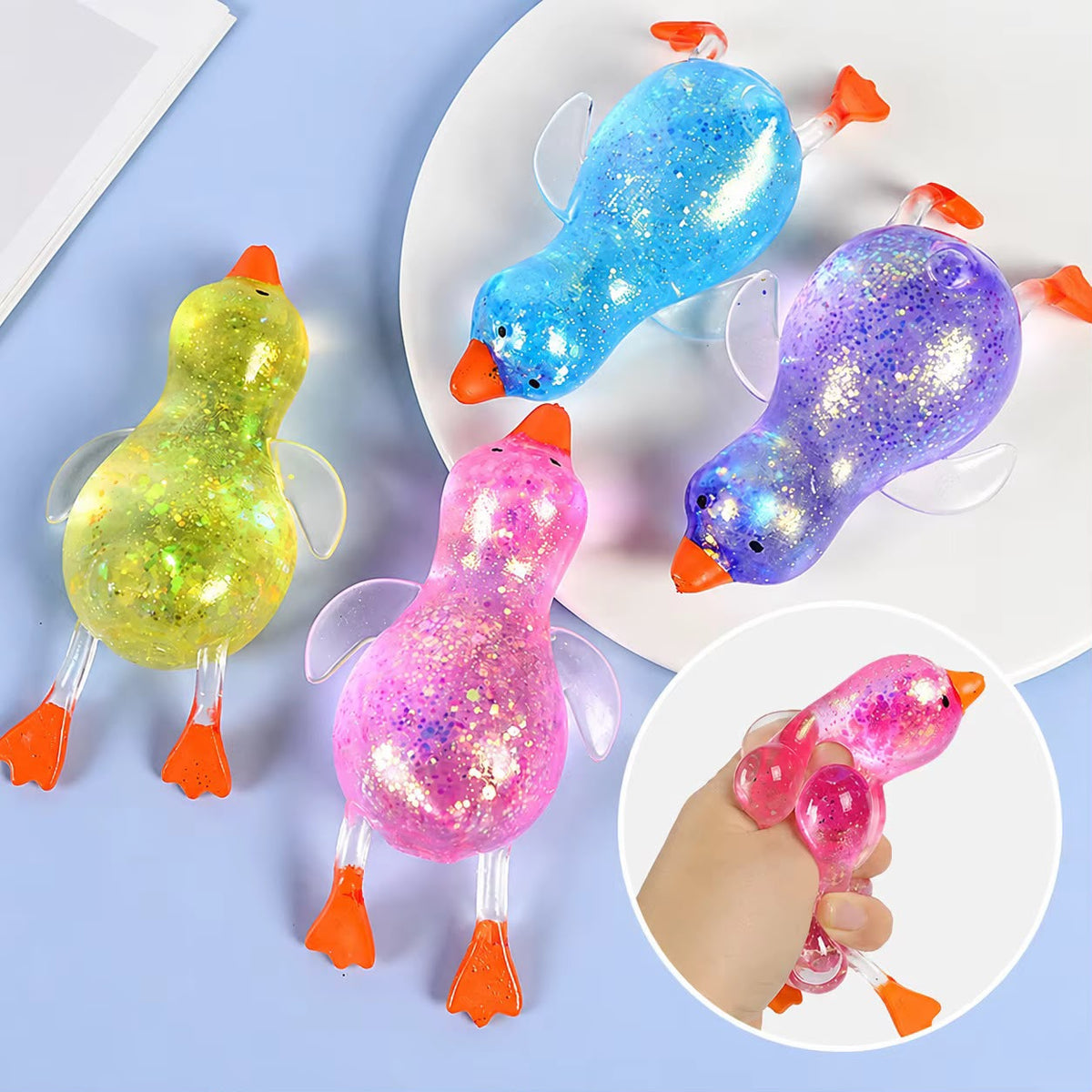 12pcs Sugar Glitter Squishy Duck