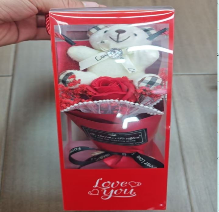 6pc Rose Artificial Flower with bear