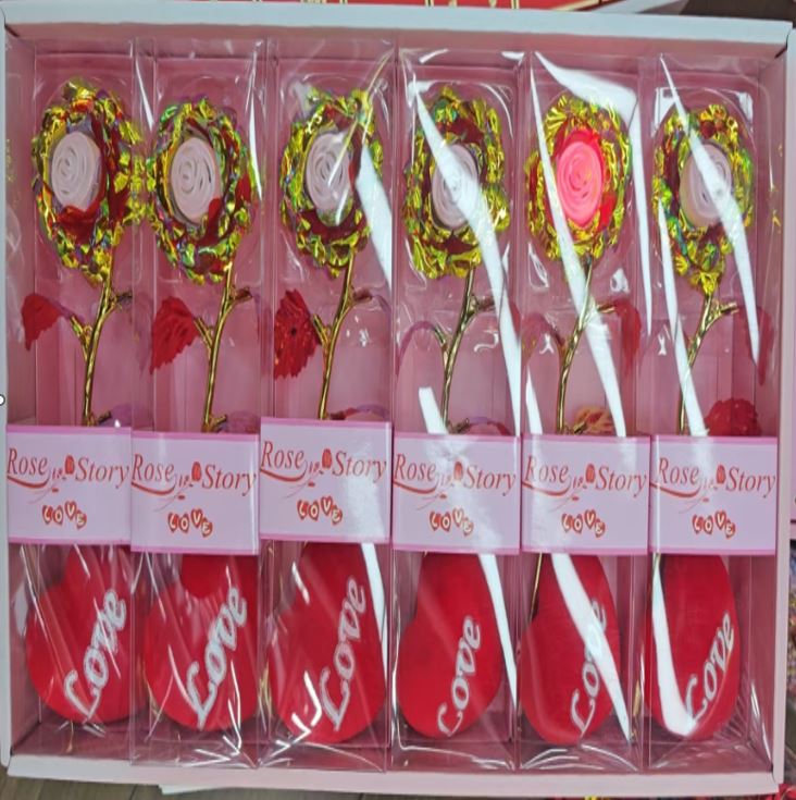 6pcs Rose Artificial Flower light up with love heart