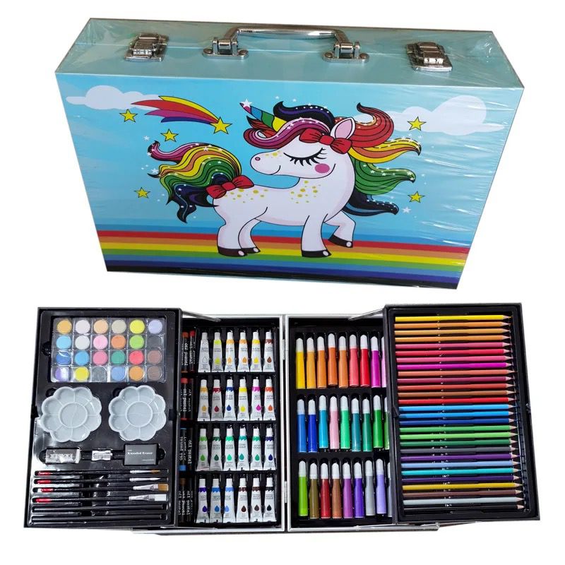 145pcs double layer paper box paintbrush watercolor pen stationery painting set
