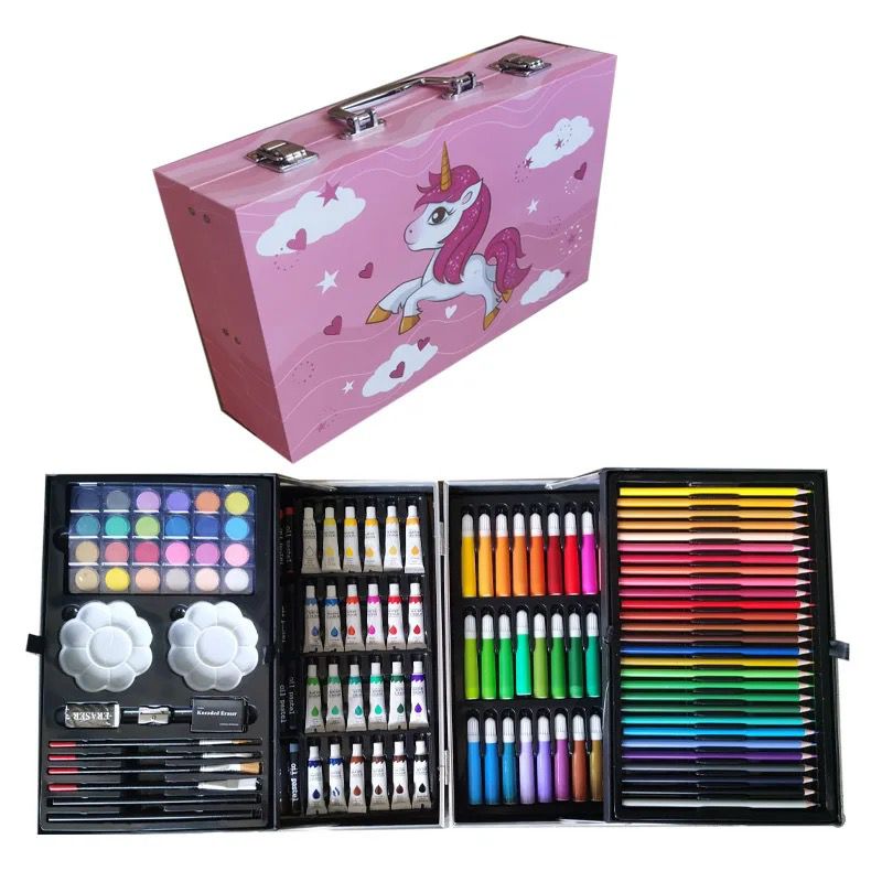145pcs double layer paper box paintbrush watercolor pen stationery painting set
