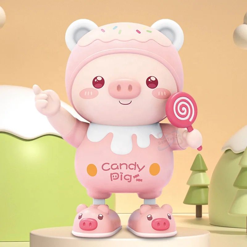 Electric light music cute dancing pig