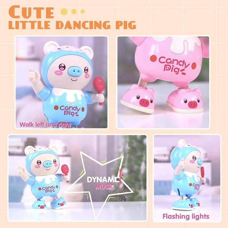 Electric light music cute dancing pig