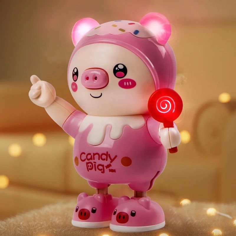 Electric light music cute dancing pig