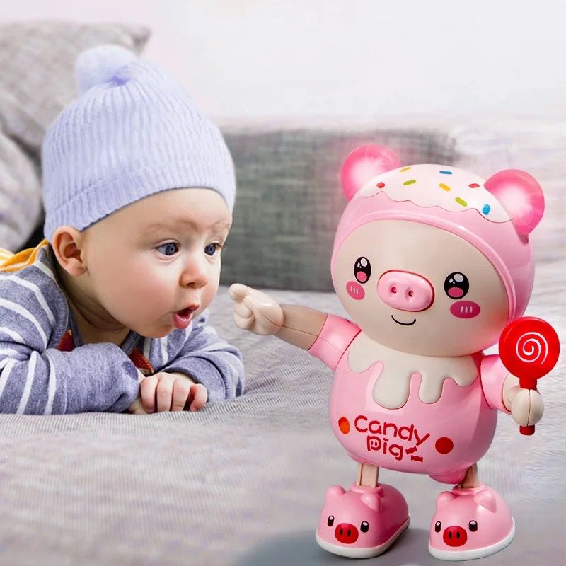 Electric light music cute dancing pig