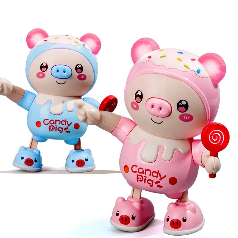 Electric light music cute dancing pig
