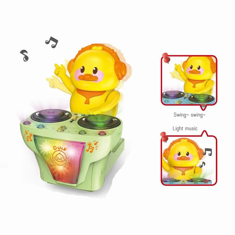 DJ duck (forward, backward, lights, music).