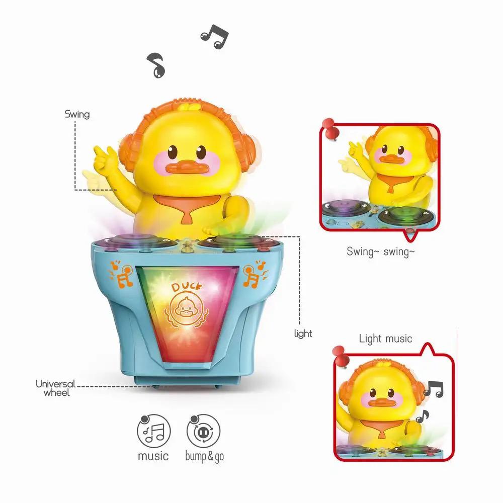 DJ duck (forward, backward, lights, music).