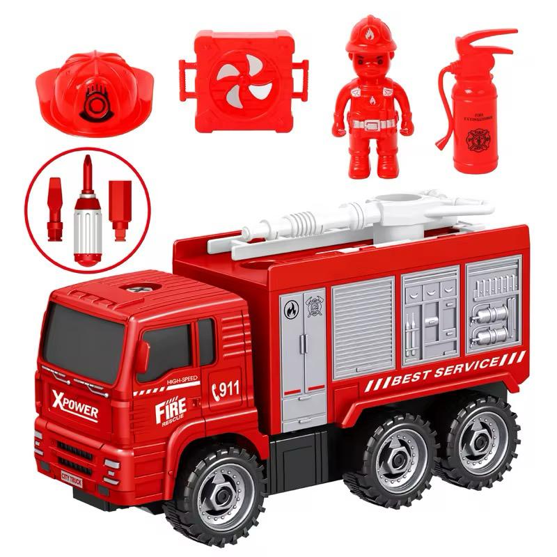 Large DIY inertial light and music disassembly and assembly fire truck