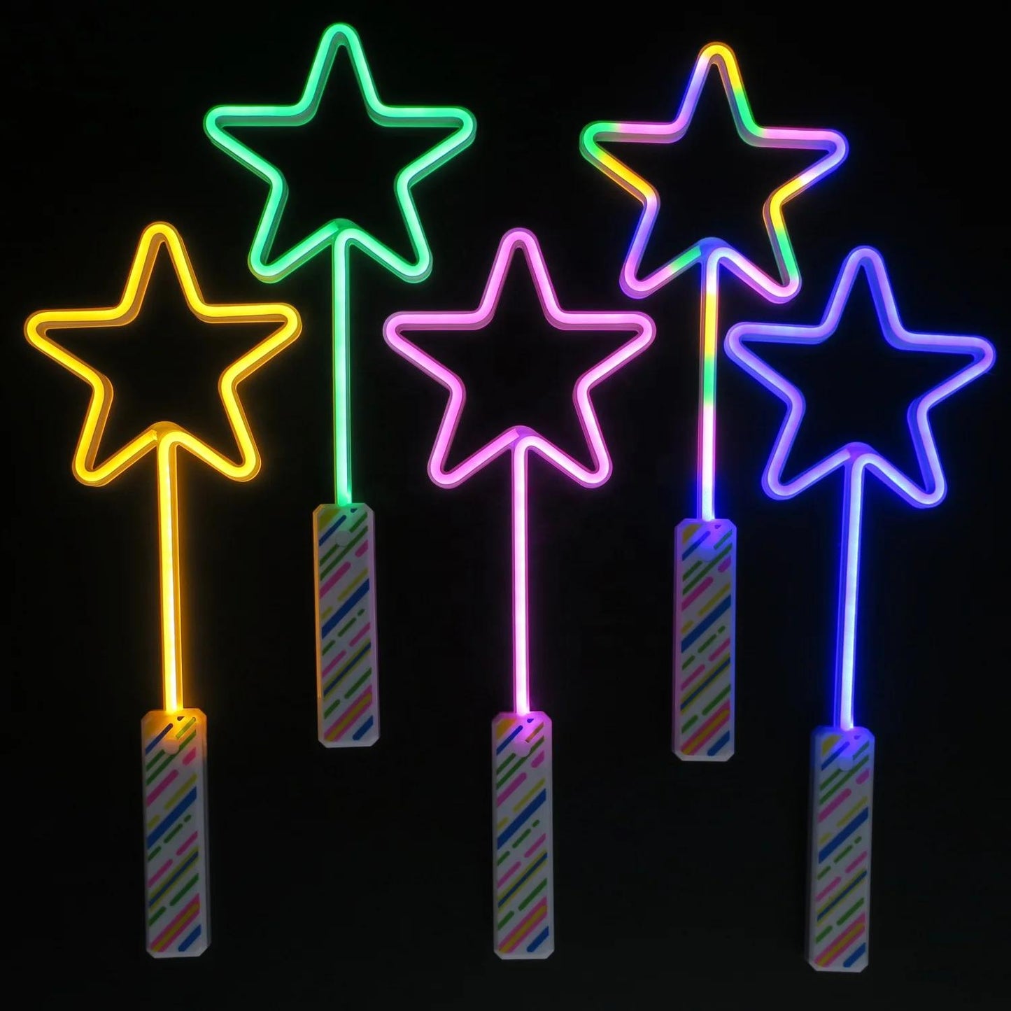 Rainbow Five-pointed star neon solid color flash stick