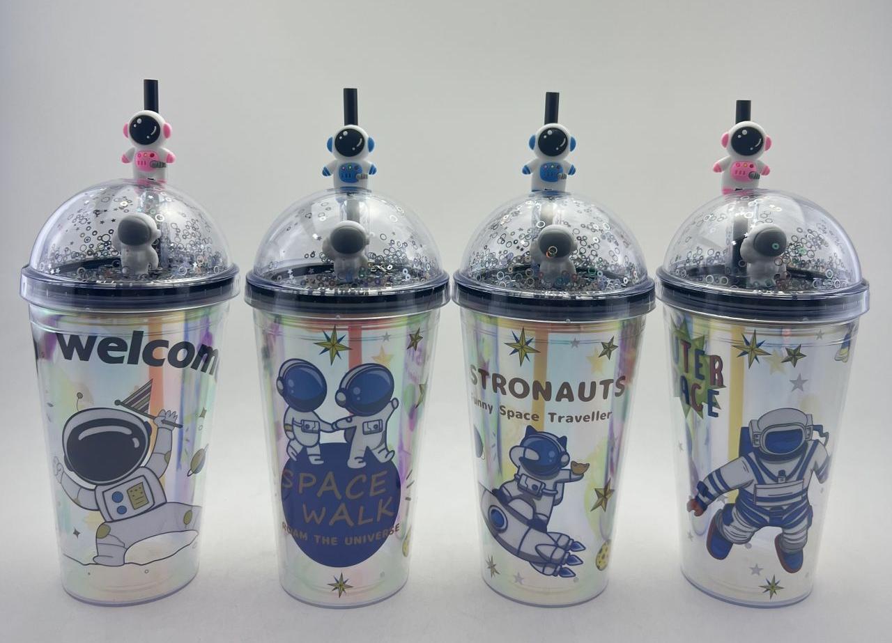 16oz 450ml Double lid + sequins + plush toy Laser PVC