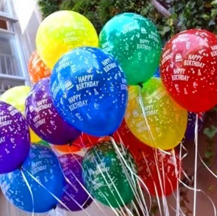 English birthday printed balloons, 6pcs/card, mixed colors