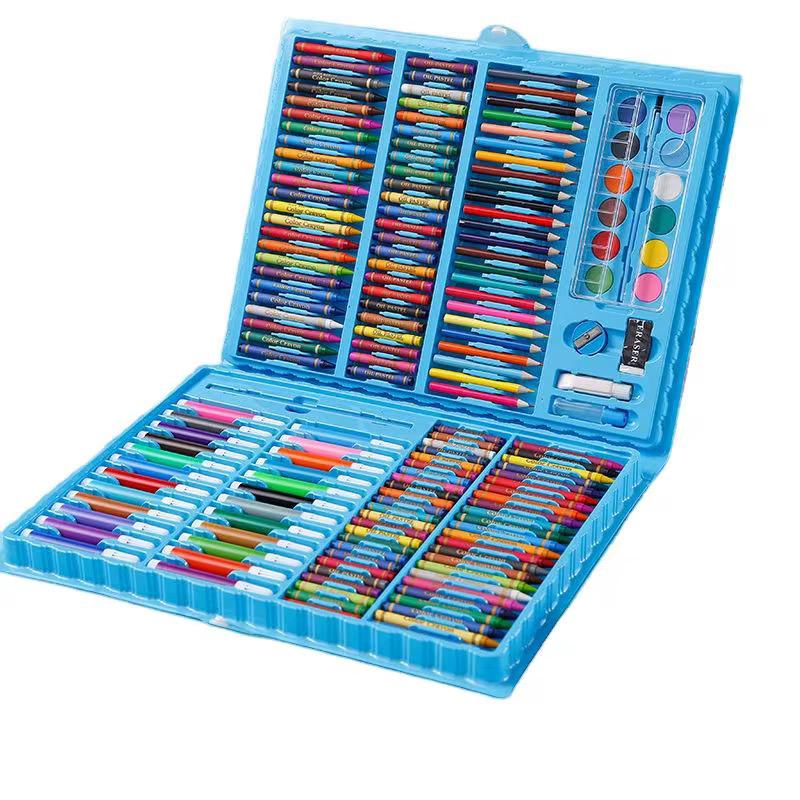 168-piece drawing set with paintbrushes, watercolors, and stationery
