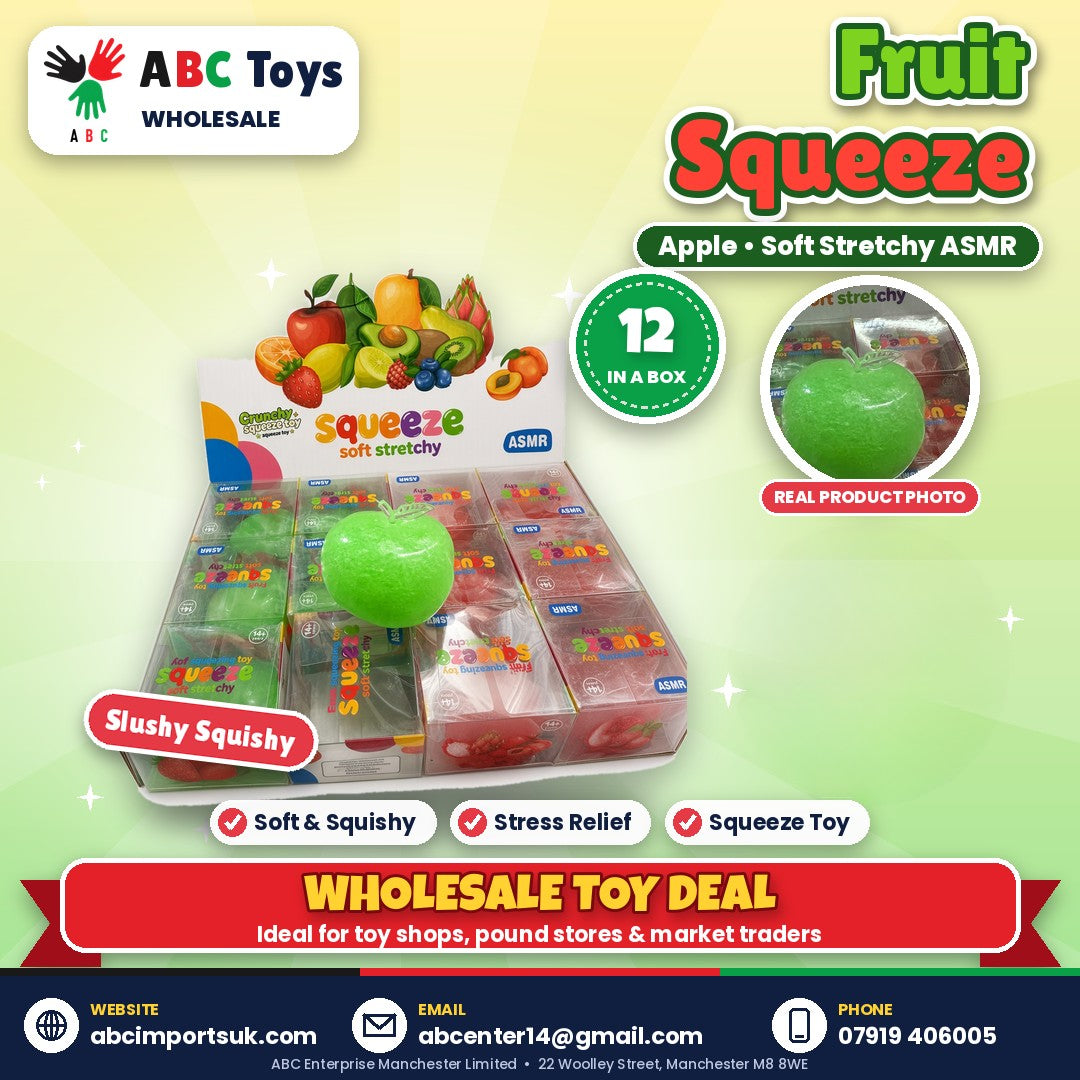 Fruit Squeeze Squishy - Apple ASMR - 12 in a box | ABC Toys Wholesale