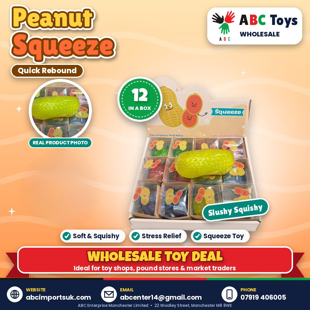 Peanut Squeeze Squishy - Quick Rebound - 12 in a box | ABC Toys Wholesale