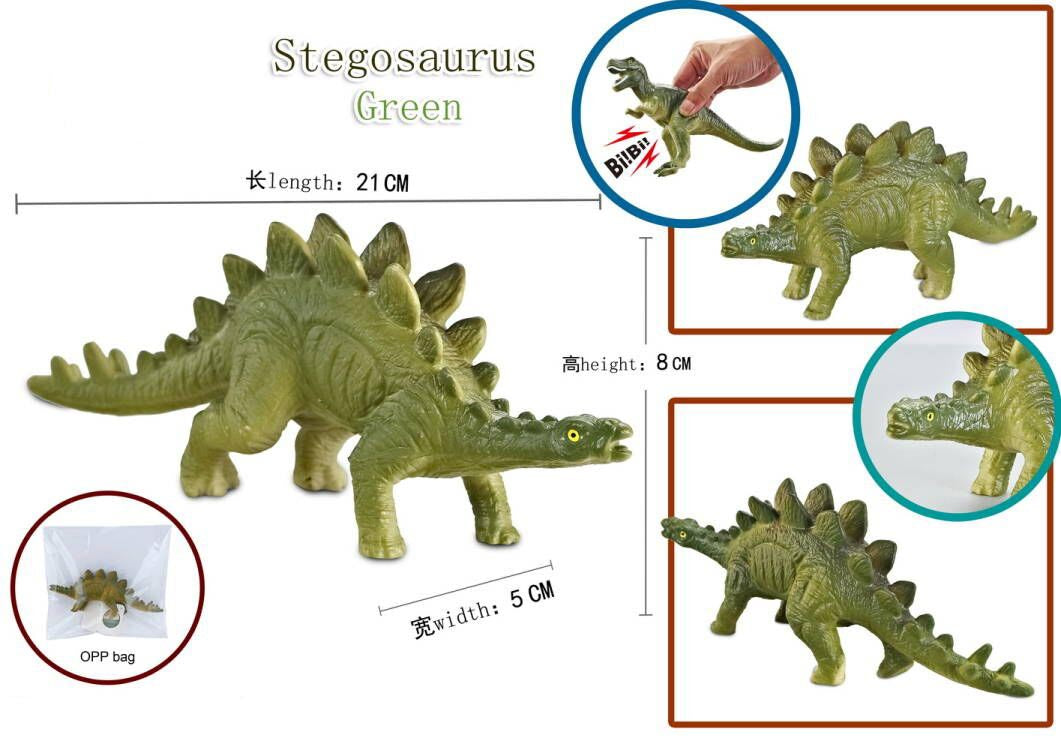 Dinosaur Set with Sound blister pack. (Green, brown, grey)