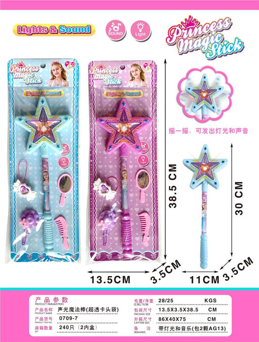Sound and light magic wand with 4 accessories