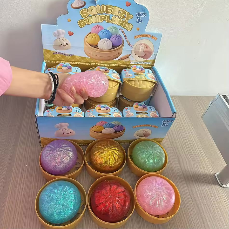 12pcs glitter dumplings with smiley face big size 8.5cm
