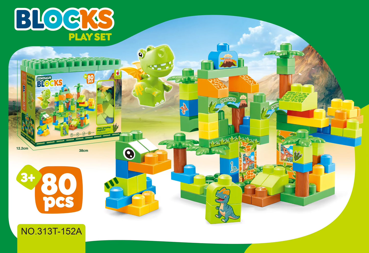 80pc Building Blocks Dinasuor