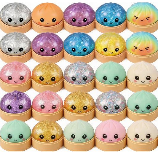 12pcs glitter dumplings with smiley face big size 8.5cm