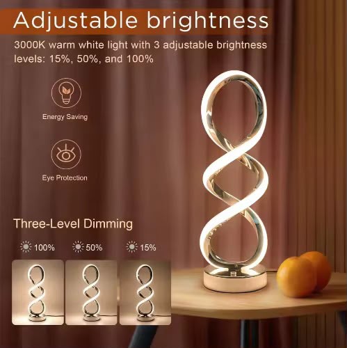 Modern Gold Spiral Twist LED Table Lamp