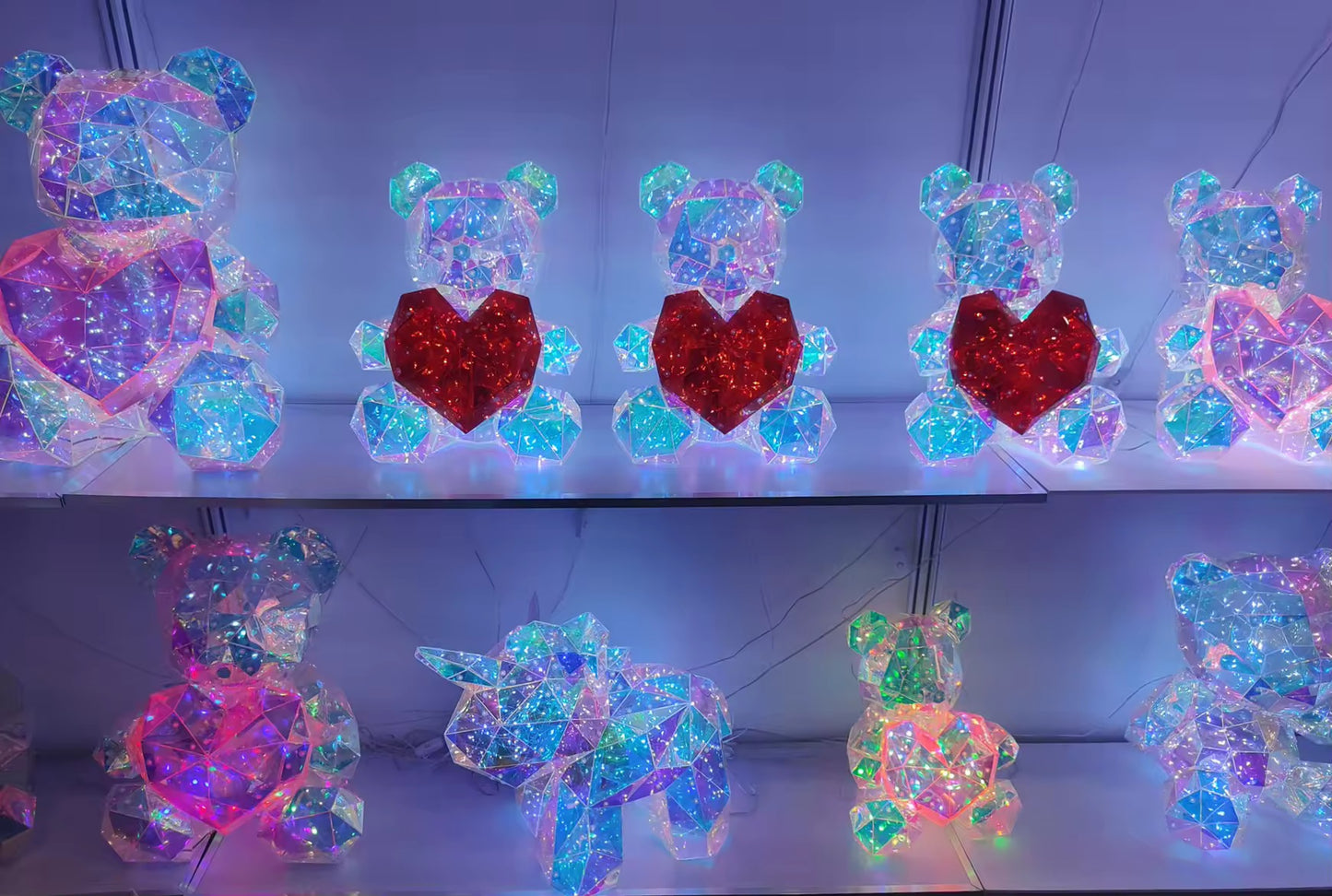 Magic LED Interactive 3d lights bear with a heart