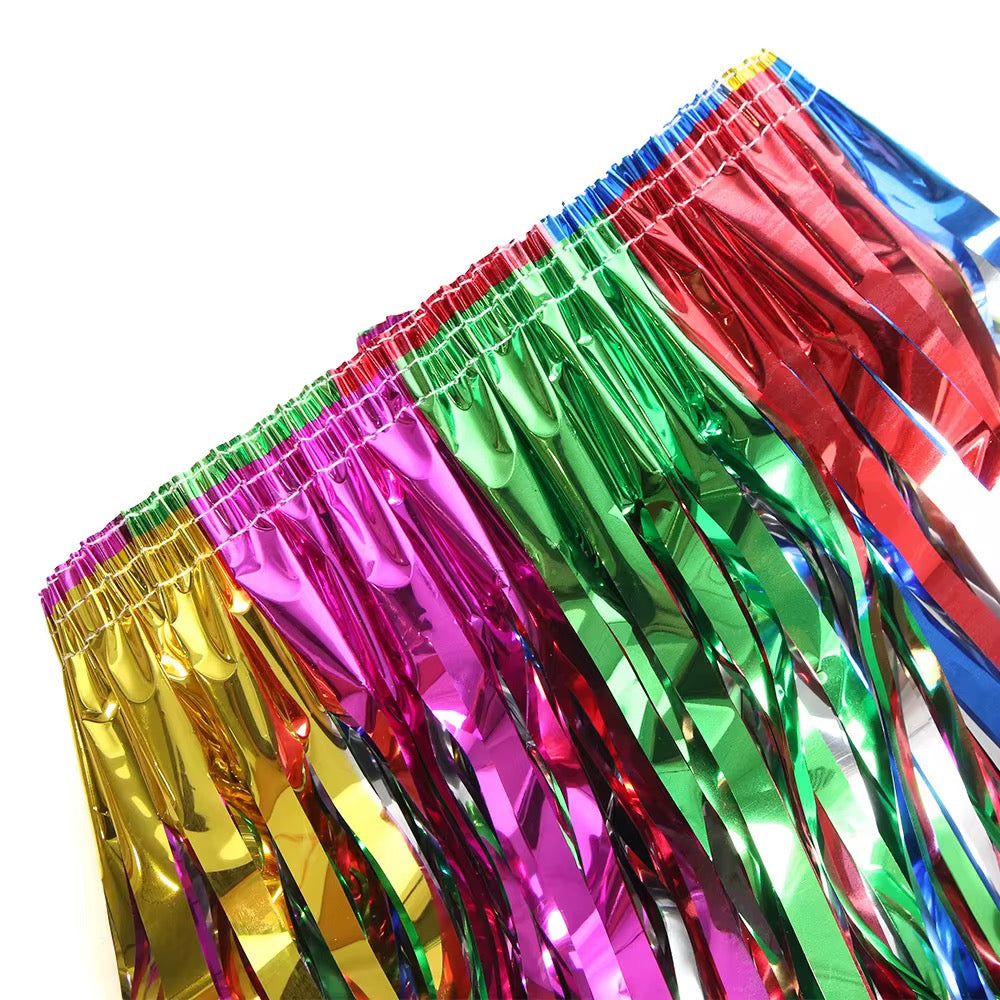 12pcs multicolored metallic tinsel skirt