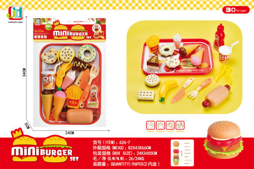 English pretend hamburger cake cutting combination set