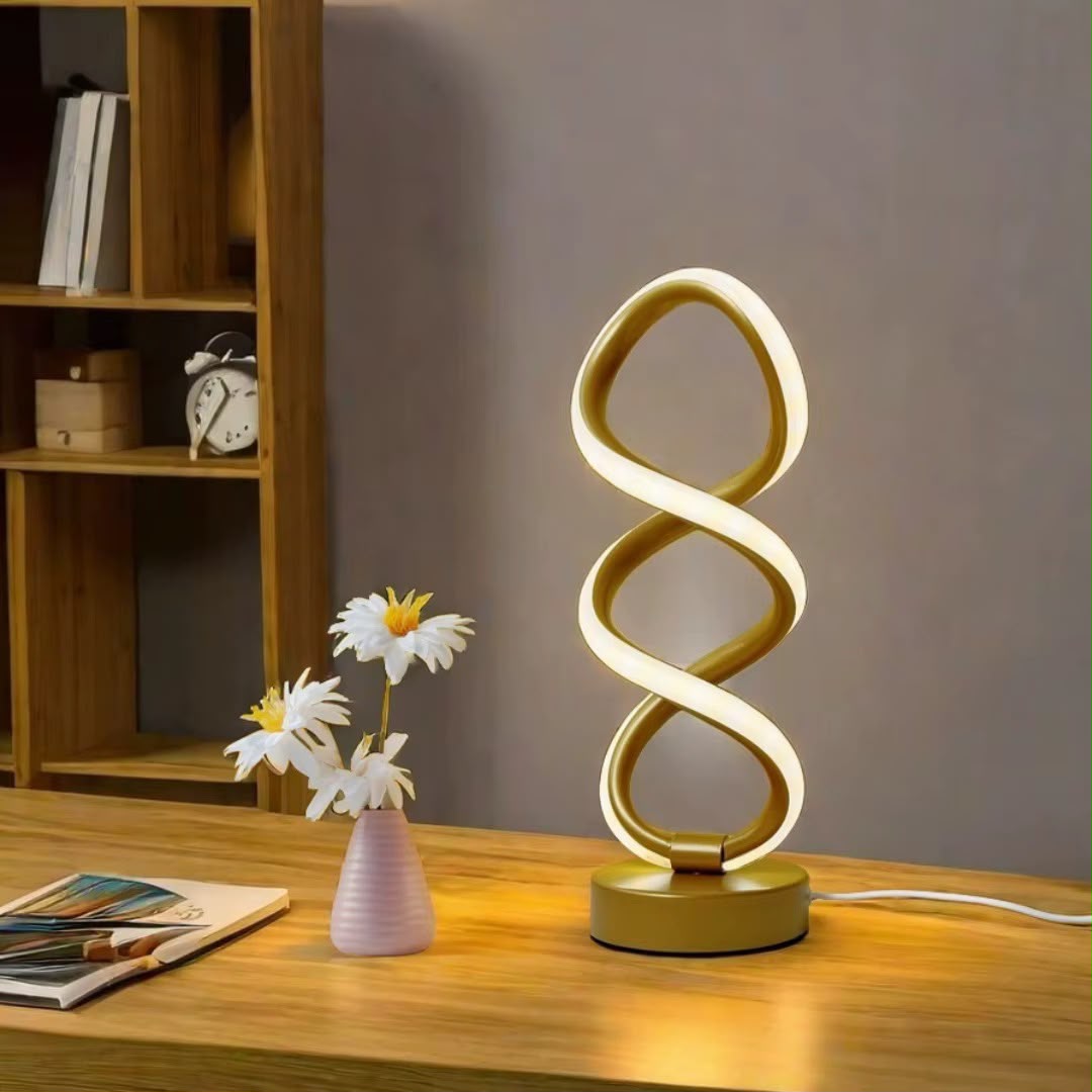 Modern Gold Spiral Twist LED Table Lamp
