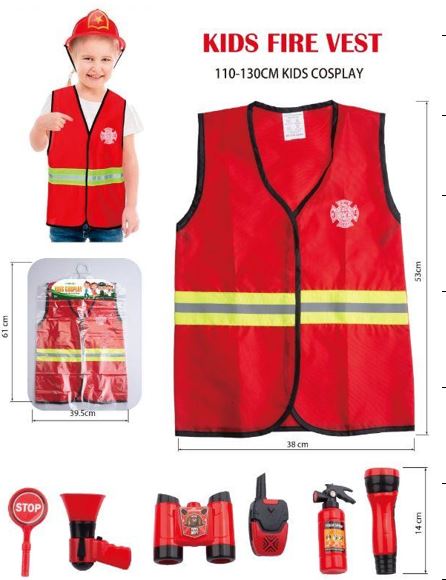 Kids Fire Vest uniform  for kids 110-130cm age(5-9)