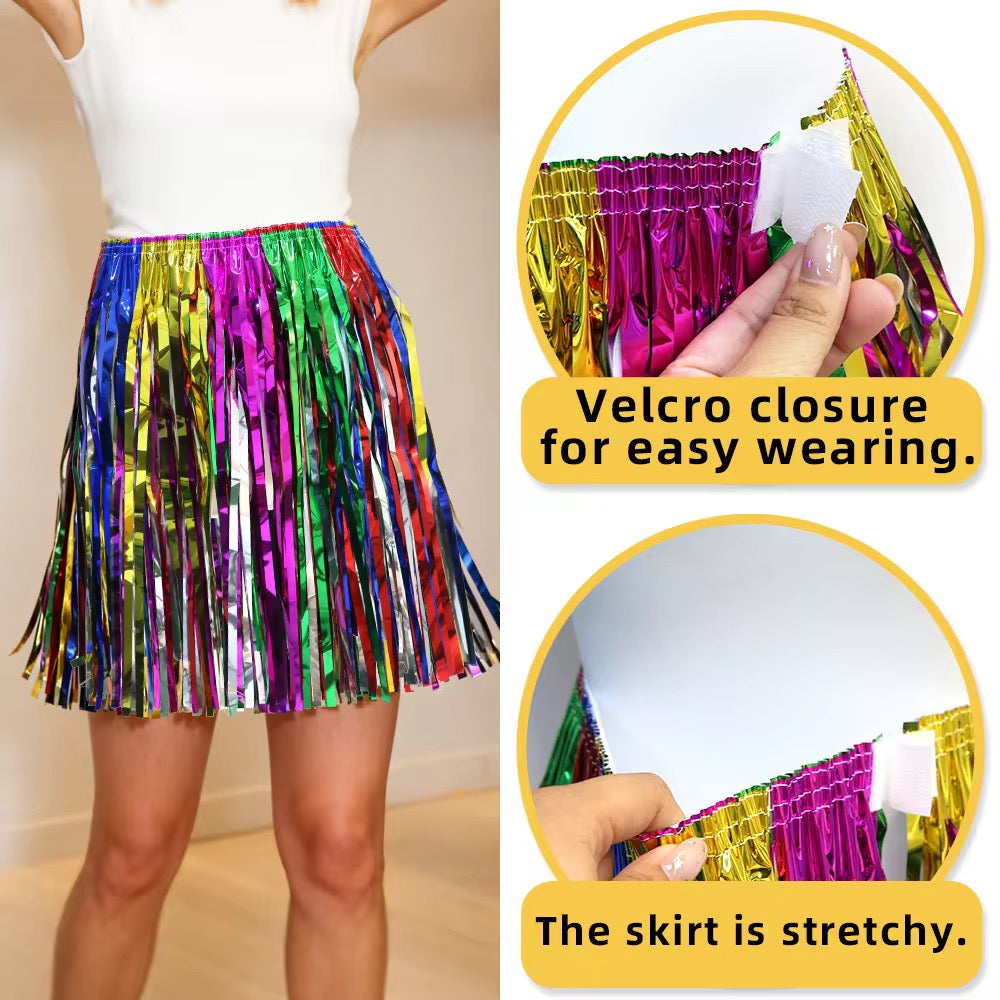 12pcs multicolored metallic tinsel skirt