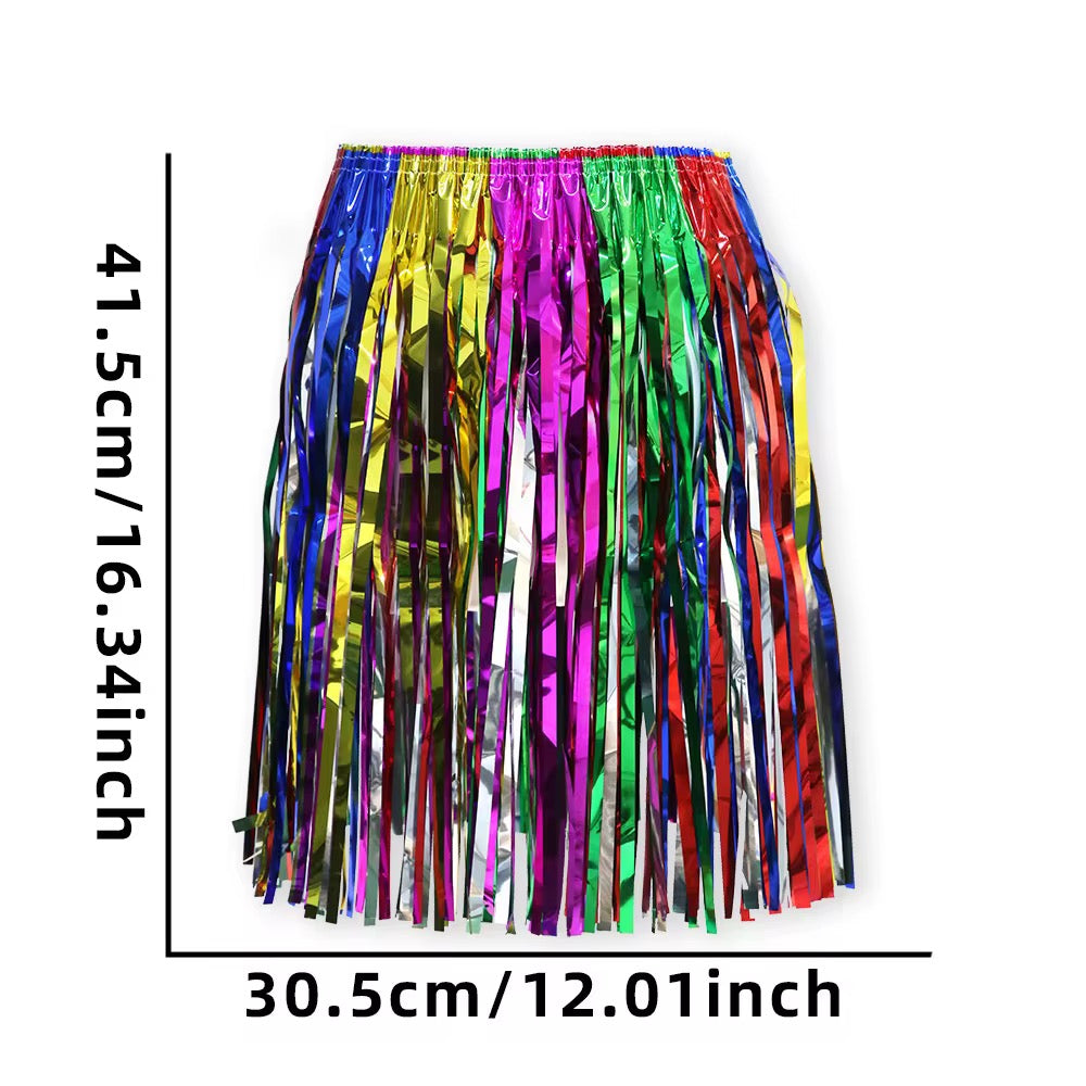 12pcs multicolored metallic tinsel skirt