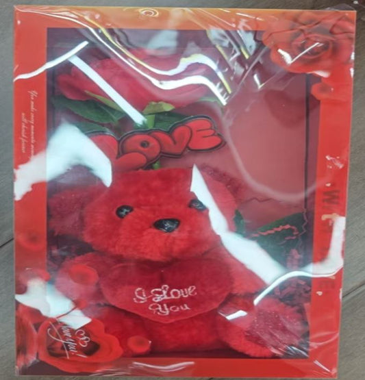 Gift set Rose Artificial Flower with a Bear