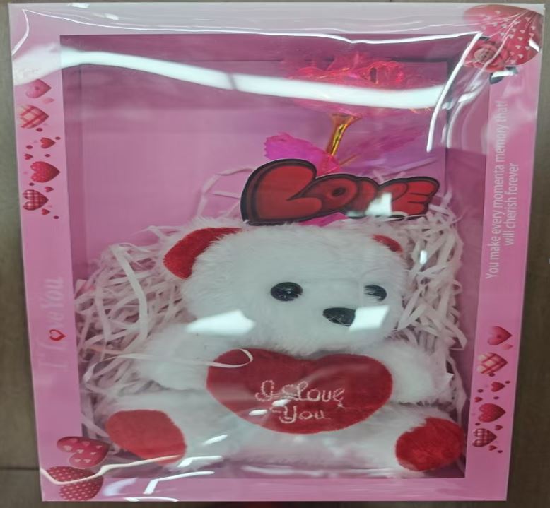 Gift set Rose Artificial Flower with a Bear