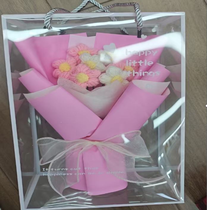 4pcs Handmade crochet Flowers gift Bouquet