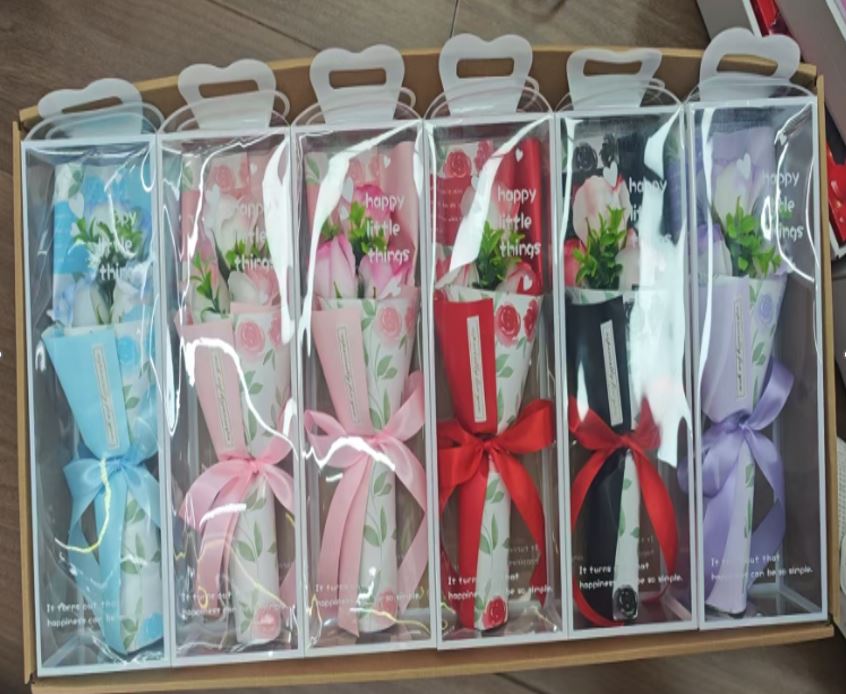 6pcs Rose  Artificial Flower light up with love heart
