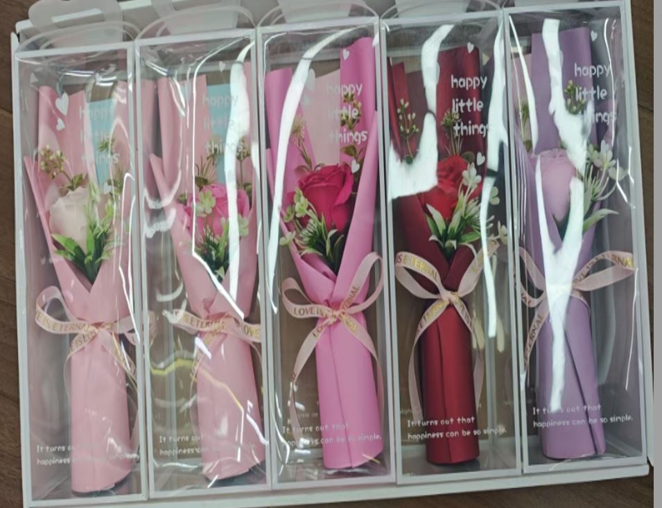 5pcs Rose  Artificial Flower light up with love heart