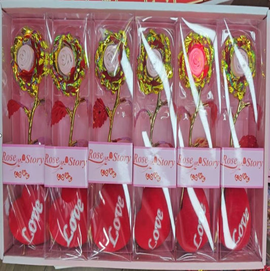 6pcs Rose  Artificial Flower light up with love heart