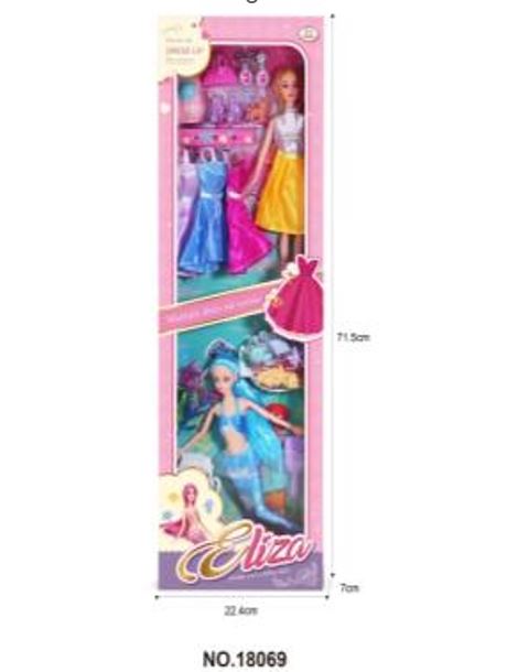 11.5-inch Barbie doll/princess dress-up + mermaid doll
