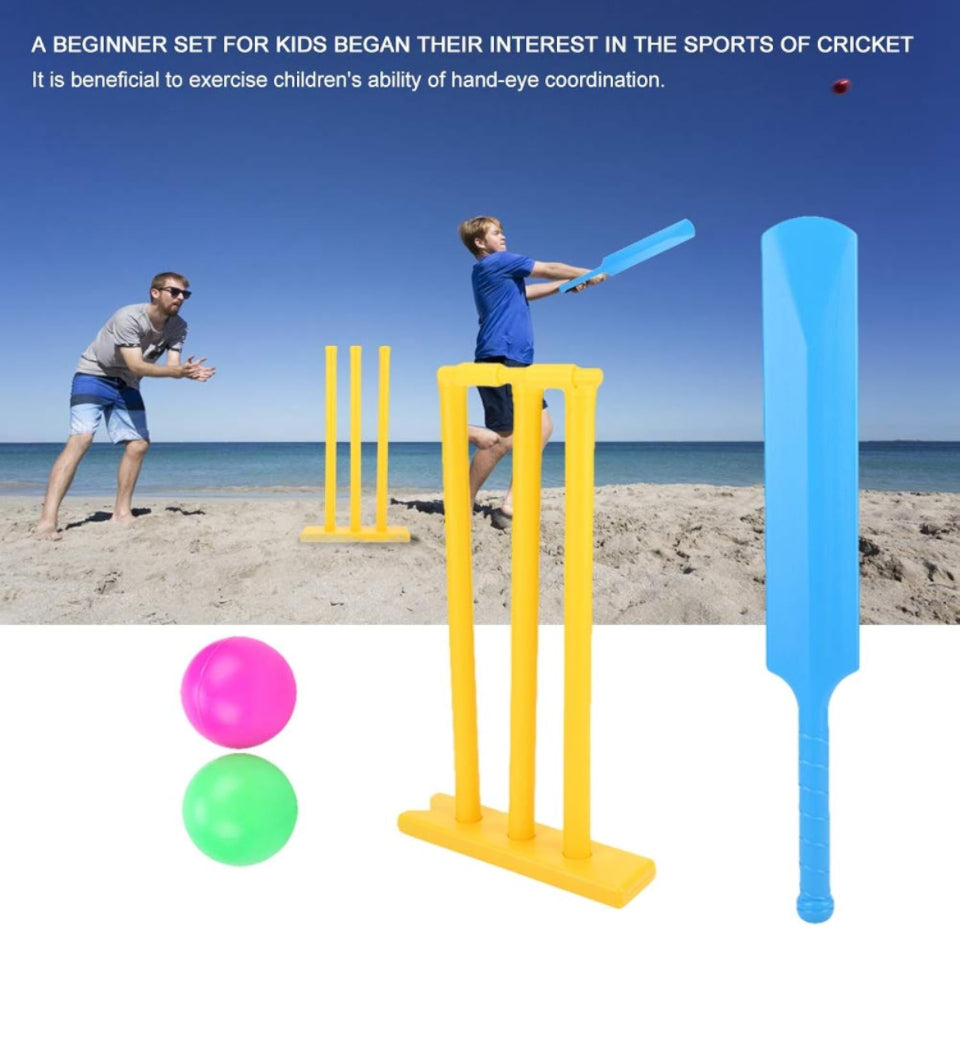 Cricket Gift Set Cricket Equipment Beach Wicket Stand with Plastic Bat & Accessories for Boys and Girls YT3213