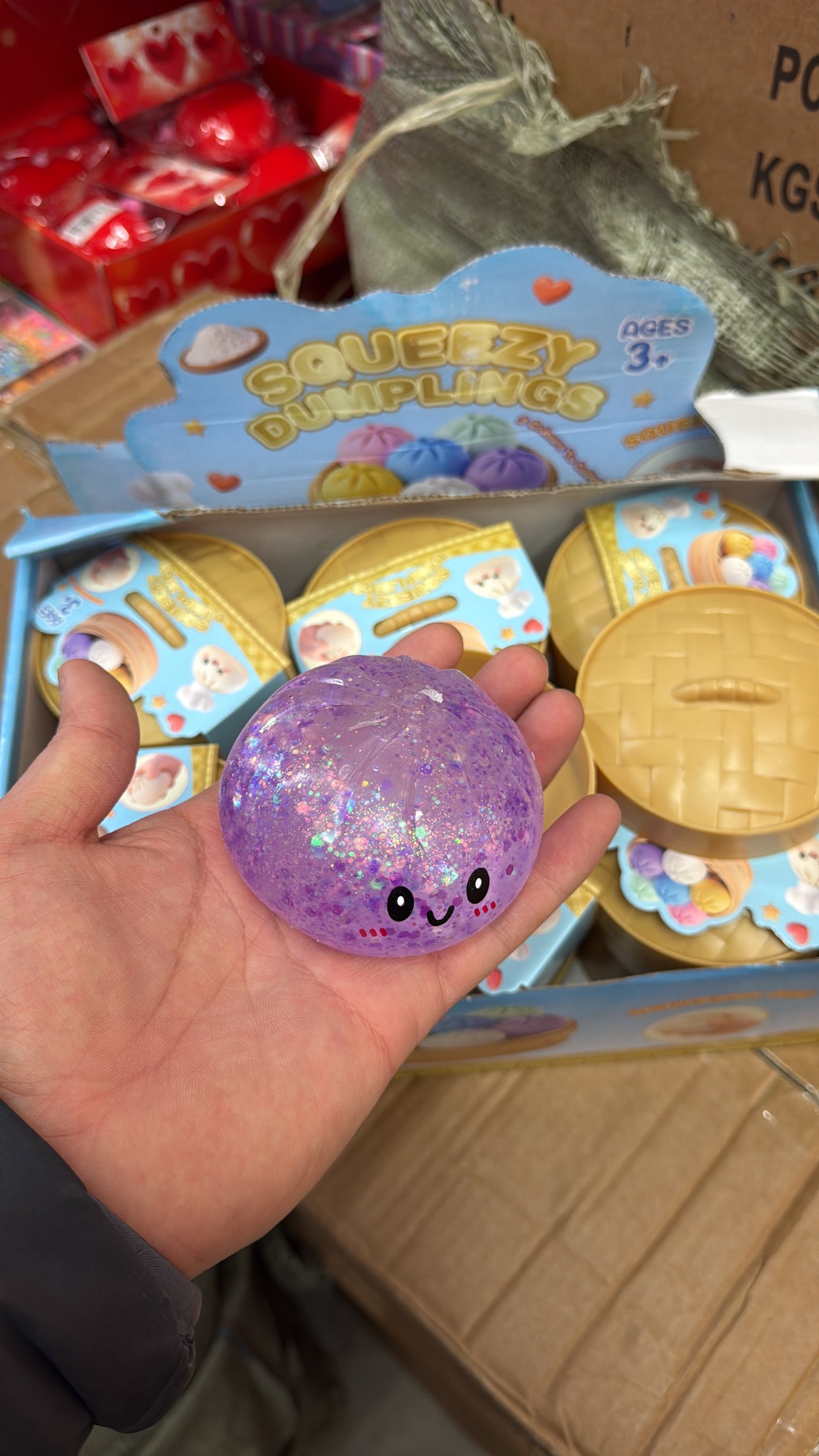 12pcs glitter dumplings with smiley face big size 8.5cm