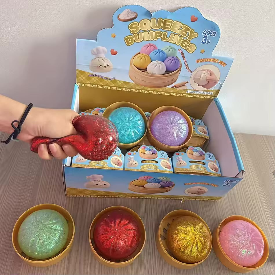 12pcs glitter dumplings with smiley face big size 8.5cm