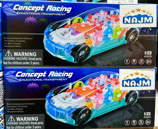 Gear transparent racing car.