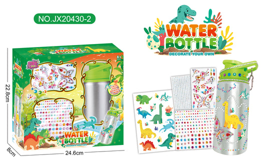 water bottle with cool stickers dinasour