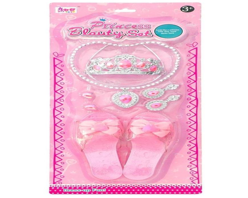 Princess Shoes Crown Necklace Earrings Ring Jewelry Set