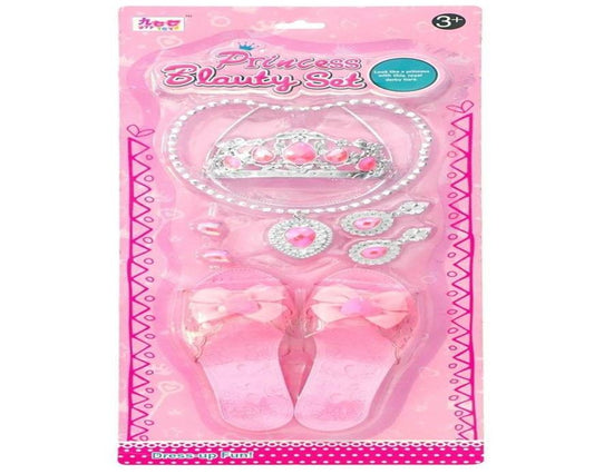 Princess Shoes Crown Necklace Earrings Ring Jewelry Set