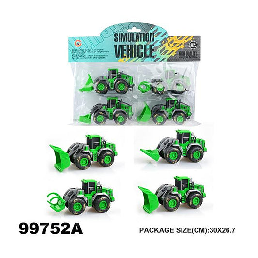 Simulation Green Loader Vehicle Set 4pcs