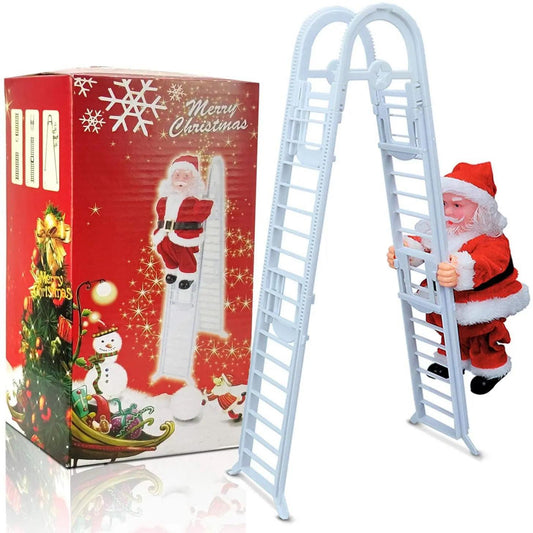 white ladder santa light and music